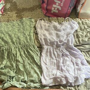 Kids Summer Dresses - Green and Lavender